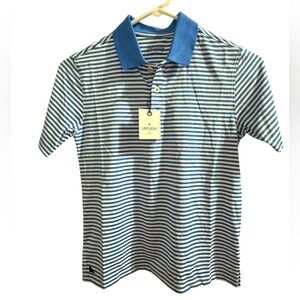 UNTUCKit Blue and White Striped Polo Shirt